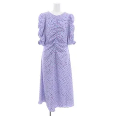 ケイトスペード KATE SPADE スプリング タイム ドット ルーシェ ドレス ワンピース ロング ミモレ丈 五分袖 ギャザー 2 サックスブルー 赤 レッド KF791 j219 /MI ■OS ■