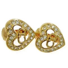 【中古】Christian Dior クリスチャンディオール GP ラインストーン CDロゴ ハート イヤリング レディース ゴールド 555947 イヤリング
