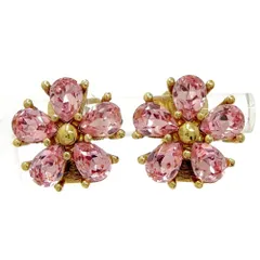 【中古】Christian Dior クリスチャンディオール GP カラーストーン フラワー イヤリング レディース ゴールド ピンク 555213 イヤリング