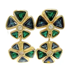 【中古】Christian Dior クリスチャンディオール GP カラーストーン フラワー スイング イヤリング レディース ゴールド 555013 イヤリング