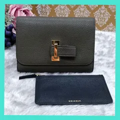 《 DELVAUX 》　デルヴォー　サンプリシーム　コンパクトウォレット　折り財布　コインケース　カーキ　本革　送料無料・匿名配送・最短即日発送いたします！　410のサムネイル