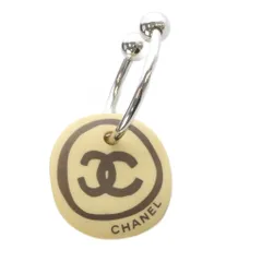 シャネル CHANEL ヴィンテージ クラフトデザイン ココマーク キーリング キーホルダー アイボリー /YO27 ■OH