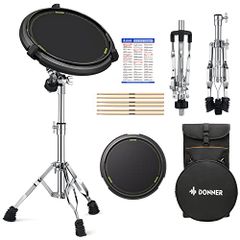 Donner Drum Practice Pad Training Drum Set - Silent, High-Resilience, Vibration-Dampening Drum Pad Kit - Percussion Instrument - Snare Drum Stand - 3 Pairs of Drumsticks - Sheet Music - Storage Bag Included - 12-inch Black - Domestic Shipping - eabc2091