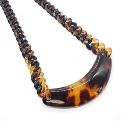 美品✨透かし細工 張りべっ甲 83.5cm 大ぶり ロングネックレス 茨布甲 