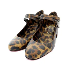 クリスチャンルブタン Christian louboutin MISS JANE 55 パンプス レオパード柄 35 22cm ベージュ 黒 ブラック /AK9