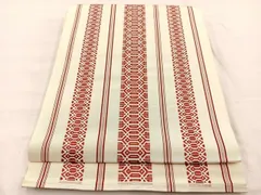 平和屋着物◎本場筑前博多織　八寸名古屋帯　献上　一重帯　正絹　逸品　BAAX0999hv