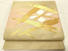 平和屋着物◎綴れ　太鼓柄袋帯　加賀繍い　抽象花文　金糸　正絹　逸品　DABE3847qp