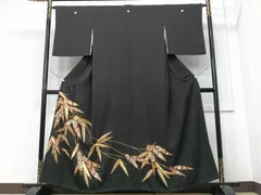平和屋着物■豪華黒留袖　駒刺繍　舞葉文　金彩　正絹　逸品　CABF4977xe