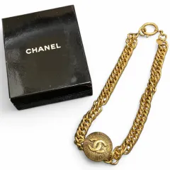 CHANEL (シャネル) 70~80s Vintage太チェーン チョーカー ネックレス 3811 ゴールド ー