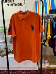 ポロラルフローレン オーバーサイズ ビックポニー 半袖 カラーTシャツ オレンジ L