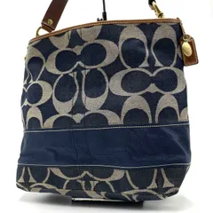 美品● COACH コーチ ショルダーバッグ ワンショルダー ロゴ シグネチャー チャーム デニム レザー 11182