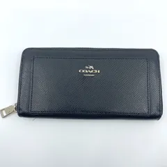 COACH　コーチ  ラウンドファスナー長財布　黒　ブラック　レザー　ロゴ