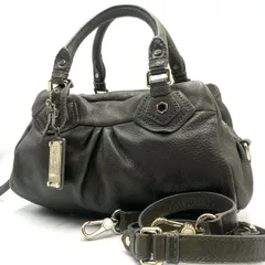 美品● MARC BY MARCJACOBS マークジェイコブス 2way ハンドバッグ ショルダーバッグ ミニボストン ロゴチャーム カーキ レザー