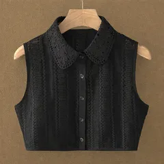 繊細レースの付け襟ベスト ブラック　つけ襟 衿