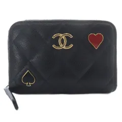 シャネル CHANEL マトラッセ キャビアスキン ジップコインパース ウォレット ココマーク トランプモチーフ ネイビー AP3082 /YO16 ■OH