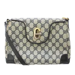 グッチ GUCCI オールドグッチ GGスプリーム キャンバス ショルダーバッグ ロゴ 切替 グレー 黒 ブラック /BB ■OH