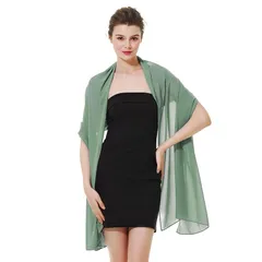 [BEAUTELICATE] ストール シフォン 大判 200×68cm 薄手 軽量 通気性 スカーフ 襟巻き パーティー 結婚式 冷房対策 ギフト 春夏秋用 グレーセージグリーン 1