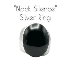 【静寂を纏う】 ブラックオニキス ミニマル SILVER 刻印 Vintage Design Ring シルバー ヴィンテージ デザイン リング 15号 ユニセックス モダン 天然石 モード モノトーン