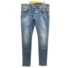 ピーアールピーエス PRPS紫製品 デニム ジーンズ パンツ スキニー ストレッチ ボタンフライ ダメージ加工 36 インディゴブルーのサムネイル