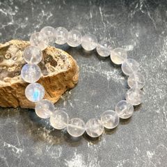 希少品 天然レインボー入りホワイトファントムクォーツブレスレット 