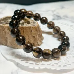 【E19081】スモーキークォーツ　10㎜　煙水晶　ブレスレット　Smoky Quartz 天然石