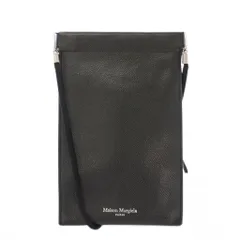 メゾンマルジェラ Maison Margiela ショルダーバッグ コンパクト レザー ロゴ プリント ワンポイント ワンカラー 黒 ブラック /BB