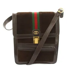 グッチ GUCCI パルファン PARFUMS オールドグッチ シェリーライン ショルダーバッグ GGロゴ スエード レザー 茶 ブラウン /YT ■OH