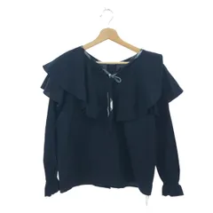 BLUE LABEL CRESTBRIDGE ブルーレーベルクレストブリッジ 長袖ブラウス サイズ:38 チェック柄/リボン/フリルカラー    ネイビー  / 240001199880