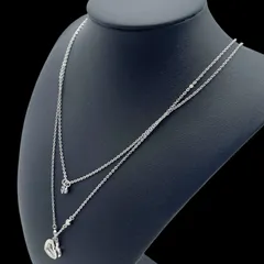 Christian Dior クリスチャンディオール ネックレス ペンダント 2連 ハート型 SV925 シルバー Diorロゴ 刻印 ヴィンテージ レディース ケース付き
