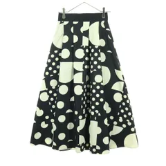 未使用 SYSORUS シソラス ドット柄 マキシ丈 プリーツスカート 38 ブラック バックジップ レディース 古着