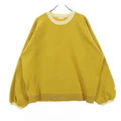 JaVa ジャバ バイカラー 長袖 クルーネック ニット XL イエロー系 メンズ 古着のサムネイル