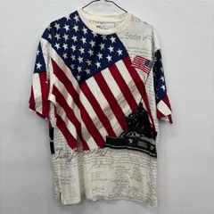 Y254 American Summer Clothing Company M 星条旗柄 オーバープリント コットン100% オーバーサイズ 古着卸 アメリカ仕入