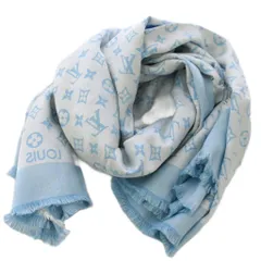 ルイヴィトン LOUIS VUITTON T-Shirting Monogram Shawl ショール モノグラム ストール 総柄 シルク 青 白 M71538 /BM ■OH