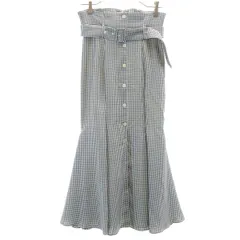 SNIDEL スナイデル ギンガムチェック柄 マキシ丈 フロントボタン マーメイドスカート 2 ブラック系 レディース 古着