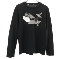 美品 PUMA プーマ 長袖 Tシャツ 160 ブラック ロンT キッズ 古着