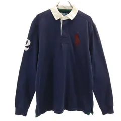 Polo by Ralph Lauren ポロバイラルフローレン ビッグポニー刺繍 長袖 カスタムフィット ラガーシャツ M ネイビー メンズ 古着