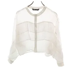 ZARA ザラ 長袖 フリル ブラウス M ホワイト シャツ レディース 古着