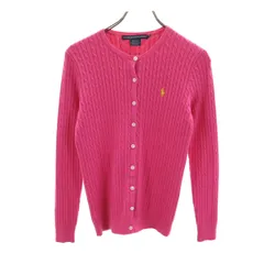 RALPH LAUREN SPORT ラルフローレンスポーツ 長袖 ケーブル ニットカーディガン S ピンク レディース 古着
