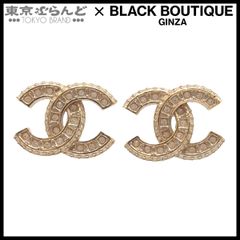 美品 CHANEL ピアス B25K ココマーク ゴールド ラインストーン - メルカリ