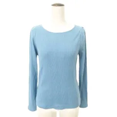 チャオパニック ティピー CIAOPANIC TYPY リブニット カットソー 長袖 スリム 無地 クルーネック フリーサイズ 水色 ライトブルー MMT