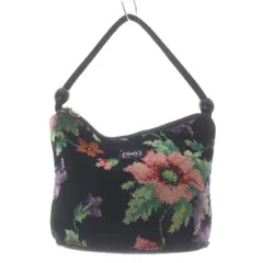 フェイラー ハンドバッグ 花柄 シュニール織り ロゴ 黒 ブラック