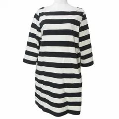 トラディショナルウェザーウェア Traditional Weatherwear ワンピース ひざ丈 バスクシャツ MARINE 3/4 SLV DRESS ボーダー 7分袖 ボートネック S ベージュ ブラック X