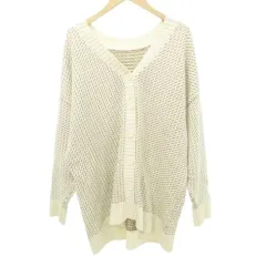 スタディオクリップ Studio Clip ニット カーディガン 総柄 Vネック 厚手 フリーサイズ アイボリー