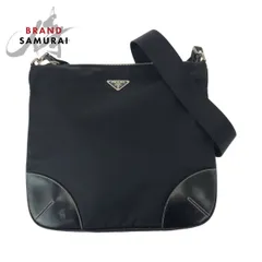 美品 PRADA プラダ 三角ロゴプレート ブラック 黒 シルバー金具 ナイロン/レザー ショルダーバッグ  ポシェット  レディース 505498【中古】