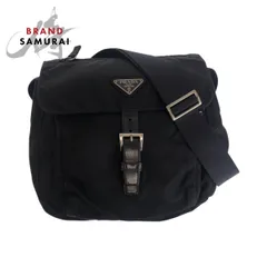 美品 PRADA プラダ テスート 三角ロゴプレート ブラック 黒 シルバー金具 ショルダーバッグ メッセンジャーバッグ レディース 505902【中古】