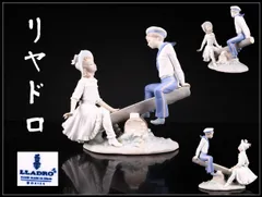 限定品 LLADRO 【リヤドロ】 磁器人形 シーソーを楽しむ少年少女 置物／美品In！CQ886のサムネイル