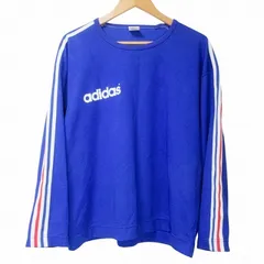 アディダスオリジナルス adidas originals オールド トップス 長袖 デサント メッシュ スポーツウェア ロゴ プリント ライン M-L 青 ブルー ■GY09 X