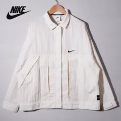ナイキ NIKE コーチジャケット ナイロンジャケット L ホワイト クリーム ロゴ刺繍  ストリート Y2K スポーツミックス オーバーサイズ ビッグシルエット 古着 G567