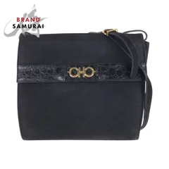 Salvatore Ferragamo サルヴァトーレフェラガモ ガンチーニ 型押し ブラック 黒 BA213648 ショルダーバッグ ポシェット レディース 600739【中古】