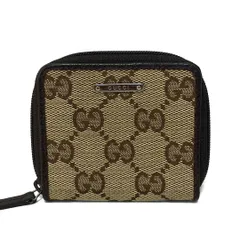 GUCCI グッチ コインケース 小銭入れ 財布 GGキャンバス レザー ベージュ ブラウン 115255 美品